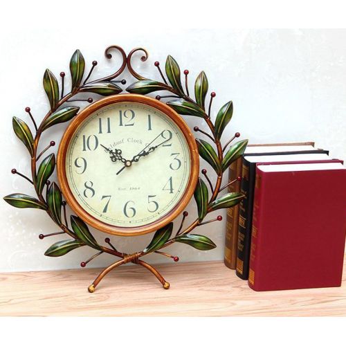  Olive Branch Vintage Clock, Eruner European Large Decorative Wall Art Non-ticking Quartz Clock Unique for Family Living Room