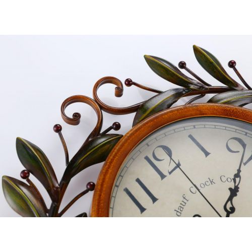  Olive Branch Vintage Clock, Eruner European Large Decorative Wall Art Non-ticking Quartz Clock Unique for Family Living Room