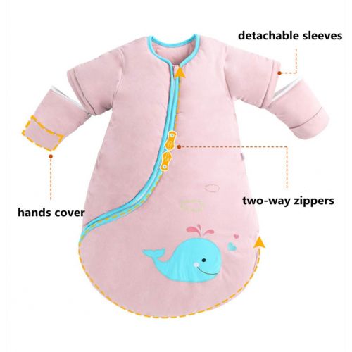  EsTong Unisex Baby Cartoon Whale Wearable Blanket Toddler Detachable Sleeves Sleepsack Cotton Nightgowns Sleeping Bag Pink 2.5Tog M
