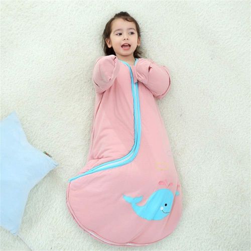  EsTong Unisex Baby Cartoon Whale Wearable Blanket Toddler Detachable Sleeves Sleepsack Cotton Nightgowns Sleeping Bag Pink 2.5Tog M