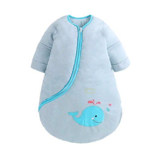  EsTong Unisex Baby Detachable Sleeves Sleep Bag Cartoon Whale Wearable Blanket Cotton Nest Nightgowns Sleeping Bag