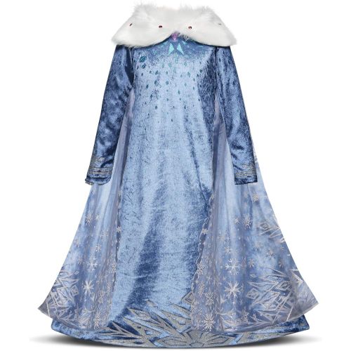  EsTong Girls Snow Princess Fancy Cosplay Dress Winter Toddlers Halloween Costume Party Dress Up