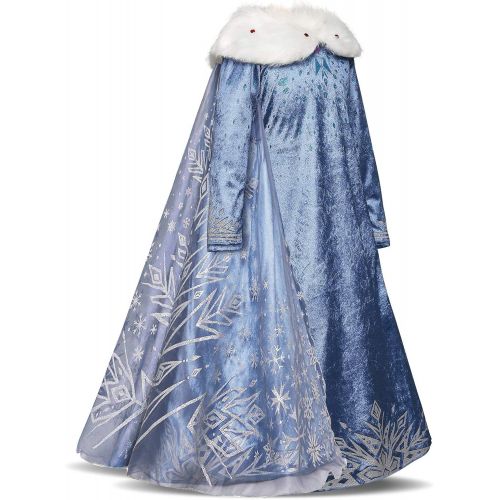  EsTong Girls Snow Princess Fancy Cosplay Dress Winter Toddlers Halloween Costume Party Dress Up