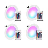 Esbaybulbs LED Recessed Lighting, 4 inch 10W RGB Recessed Light Color Changing w/Remote Control LED Ceiling Panel Light 4 Pack