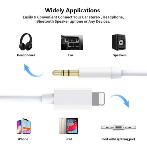  Aux Cord for iPhone, Apple MFi Certified esbeecables Lightning to 3.5mm Aux Cable for Car Compatible with iPhone 13 12 11 XS XR X 8 7 6 iPad iPod for Car Home Stereo Headphone Spea