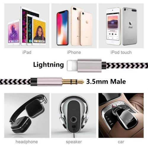  Aux Cord for iPhone, Apple MFi Certified esbeecables Lightning to 3.5mm Nylon Braided Audio Stereo Cable for iPhone 13 12 11 XS XR X 8 7 6 iPad iPod to Car Home Stereo Speaker Head