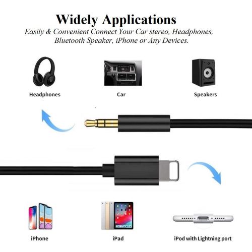  Esbeecables Aux Cord for iPhone, Apple MFi Certified Lightning to 3.5mm Aux Cable for Car Compatible with iPhone 13 13 Pro 12 11 XS XR X 8 7 6 iPad iPod to Car Home Stereo Speaker Headphone, 3