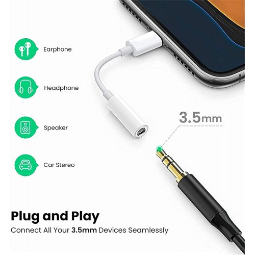  Esbeecables Lightning to 3.5 mm Headphone Jack Adapter, [Apple MFi Certified] 3 Pack iPhone 3.5mm Headphones/Earphones Jack Aux Audio Dongle Adapter Compatible for iPhone 13 12 11 XS XR X 8 7