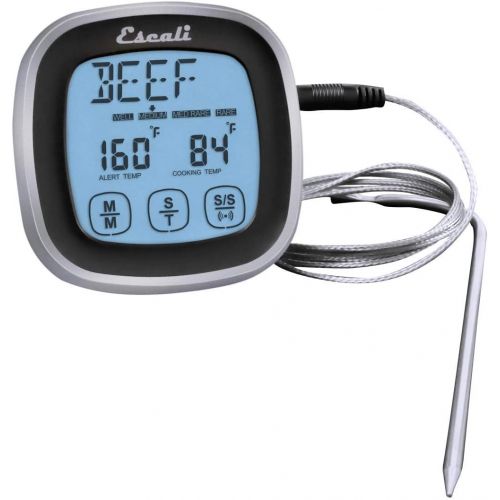  Escali DHR1-B Digital Touch Screen Stainless Steel Probe Thermometer & Timer, Black: Kitchen & Dining