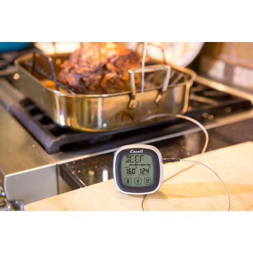 Escali DHR1-B Digital Touch Screen Stainless Steel Probe Thermometer & Timer, Black: Kitchen & Dining