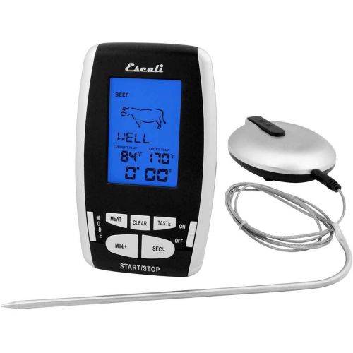  Escali DHRW1 Wireless BBQ/Meat/Fish Thermometer, 200 Foot/ 65 Meter Range, Stainless Steel Probe, Black/Silver: Kitchen & Dining