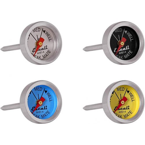  Escali AHS1-4 Easy Read Mini Steak Thermometer Set, Dial Reads Rare, Medium & Well, Dishwasher Safe, Silver: Kitchen & Dining