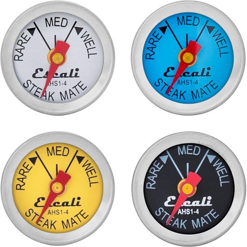  Escali AHS1-4 Easy Read Mini Steak Thermometer Set, Dial Reads Rare, Medium & Well, Dishwasher Safe, Silver: Kitchen & Dining