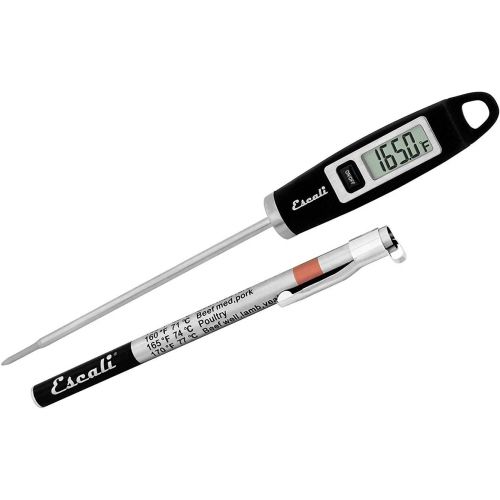  Escali DH1-B Gourmet Digital Stainless Steel Probe Meat Thermometer, Quick Read Measurements, Pocket Sheath w/Cooking Temperatures, -49/392F Degree Range, Black: Kitchen & Dining