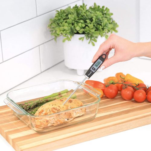 Escali DH1-B Gourmet Digital Stainless Steel Probe Meat Thermometer, Quick Read Measurements, Pocket Sheath w/Cooking Temperatures, -49/392F Degree Range, Black: Kitchen & Dining