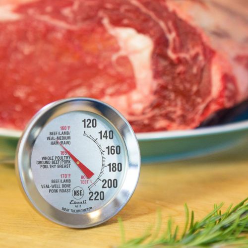  Escali AH1 NSF Certified ProAccurate Oven Safe Meat Thermometer, Extra Large Dial, Silver: Kitchen & Dining