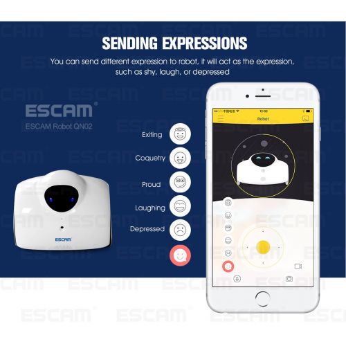  Escam ESCAM Robot Camera Smart WIFI IP Camera HD 720P 1MP Wireless Baby Monitor Touching Interaction Camera Support 2-WAY Audio