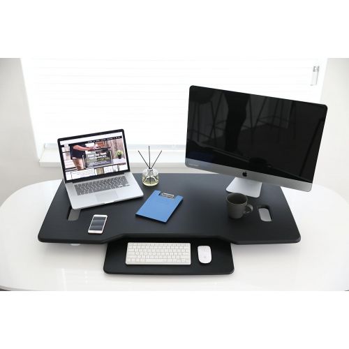  Escape DTD - Height adjustable standing desk riser with sliding keyboard tray, 47-Inch, (Large size, Black)