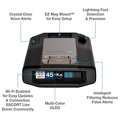  [아마존베스트]Escort ESCORT iXc Extended Range Wi-Fi Laser Radar Detector w/Auto Learn Protection & Voice Alerts