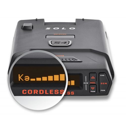  Escort Solo S4 Radar Detector - Cordless, Escort Live Crowd Sourcing, Extreme Range, False Alert Filter, OLED Display, Clear Voice Alerts