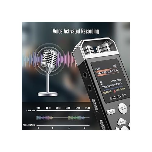  80GB Digital Voice Activated Recorder 1536KBPS Audio Voice Recorder with Playback Recording Device Dictaphone Sound Tape Recorder with Password Protection for Lectures,Meetings