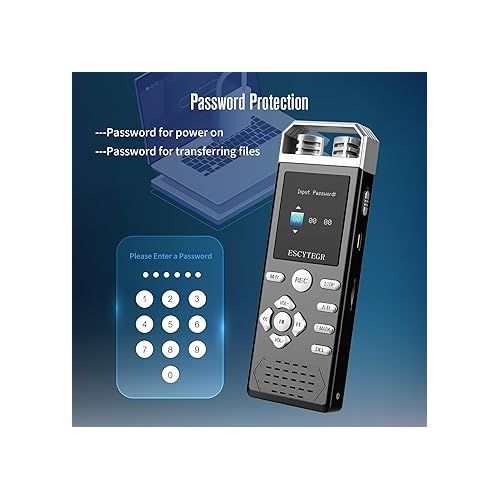  80GB Digital Voice Activated Recorder 1536KBPS Audio Voice Recorder with Playback Recording Device Dictaphone Sound Tape Recorder with Password Protection for Lectures,Meetings