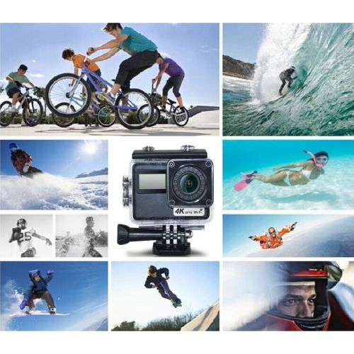  Escytegr Action Camera 4K WiFi Waterproof Cam Sony Sensor Touch Screen Sports Camera with Remote Control,2 Batteries and Charger,Mounting Accessories Kit Plus Free Travel Bag