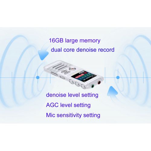  Escytegr Voice Activated Recorder Double Microphone Timed Recording 16GB Audio Voice Recorder MP3 Music Player 1536kbps Dictaphone for Lectures Meetings