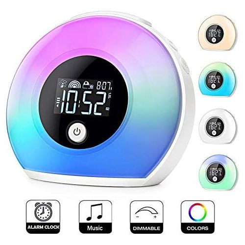  Esenlong Wake Up Licht Bunte Wake Up Atmen Lampe Kinder Bluetooth Lautsprecher Tisch Licht Wecker fuer Schlafzimmer Smart Telefon Laptop PC Und Alle Bluetooth Fahigen Geraten