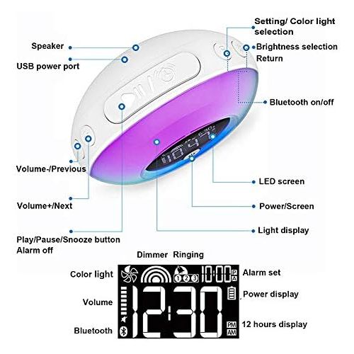  Esenlong Wake Up Licht Bunte Wake Up Atmen Lampe Kinder Bluetooth Lautsprecher Tisch Licht Wecker fuer Schlafzimmer Smart Telefon Laptop PC Und Alle Bluetooth Fahigen Geraten