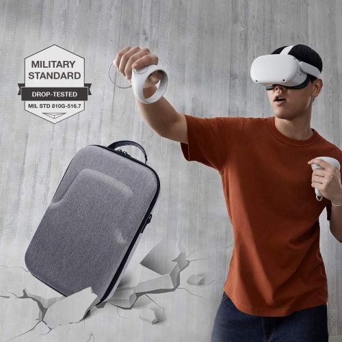  Esimen Fashion Travel Case for Oculus Quest 2 /Quest VR Gaming Headset and Controllers Accessories Carrying Bag (Gray)