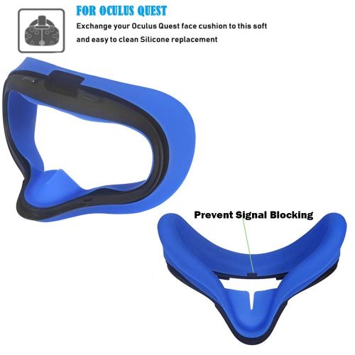  Esimen VR Face Silicone Mask Pad & Face Cover for Oculus Quest Face Cushion Cover Sweatproof Lightproof (Blue)