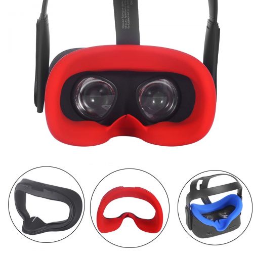  Esimen VR Face Silicone Mask Pad & Face Cover for Oculus Quest Face Cushion Cover Sweatproof Lightproof (Red)