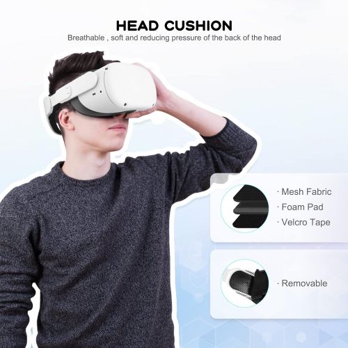  Esimen Adjustable Head Strap Compatible for Oculus Quest 2 Elite Strap Head Band, Comfort Foam Pad Strap, Design Balance Weight, Reduce Pressure, Meta Quest 2 Accessories (White)