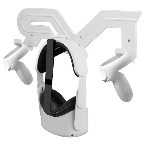  [아마존베스트]Esimen VR Wall Mount Storage Hook Stand for Oculus Quest 2,Quest,Rift-S,HP Reverb G2,HTC Vive ProHeadset and Touch Controllers (White)