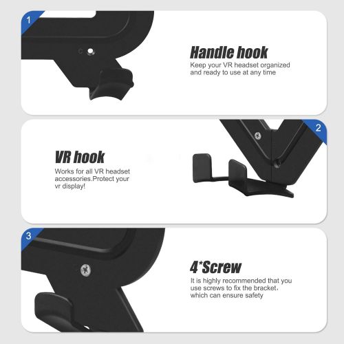  [아마존베스트]Esimen VR Headset Wall Mount Storage Stand Hook for Oculus Quest 2 Grip Game Gun Pistol Case(Black)