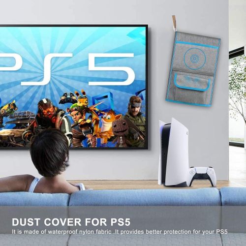  [아마존베스트]Esimen Dust Sleeve Protective Case for PS5 Console /Playstation 5 Digital Edition ,PS5 Controller Travel Case Compatible with 12 Game Disc Pockets