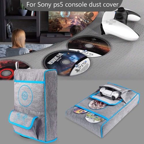  [아마존베스트]Esimen Dust Sleeve Protective Case for PS5 Console /Playstation 5 Digital Edition ,PS5 Controller Travel Case Compatible with 12 Game Disc Pockets