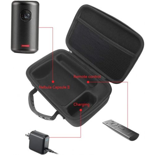  [아마존베스트]Esimen Hard Case for Nebula Capsule II/Nebula Capsule Max Smart Mini Projector by Anker and Remote Control USB Flash Drive Accessories Carry Bag Protective Storage Box (Black)