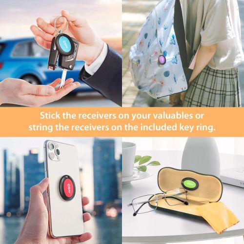  [아마존베스트]Key Finder, Esky Wireless RF Item Locator Item Tracker Support Remote Control,1 RF Transmitter and 4 Receivers - Wireless Key RF Locator, Pet Tracker Wallet Tracker