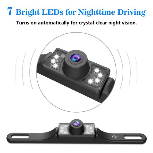  Vehicle Backup Camera, Esky Rear View Camera Waterproof High Definition Color Wide Viewing Angle License Plate Car Camera with 7 Bright LED Night Vision (Monitor Not Include)