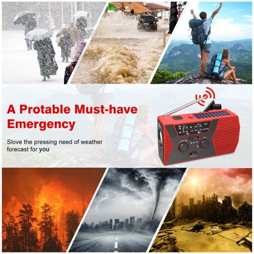  [Upgraded Version] Esky Emergency Solar Hand Crank Radio, NOAA Weather Radio for Emergency with AM/FM, LED Flashlight, Reading Lamp, 2000mAh Power Bank and SOS Alarm: Electronics