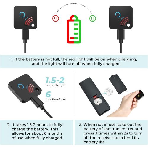  [아마존베스트]Esky Key Finder, Rechargeable RF Item Locator with 1 Transmitter and 5 Rechargeable Receivers, 197ft Working Range in Open Space Wireless Key Tracker for Finding Keys, Wallet, Pass