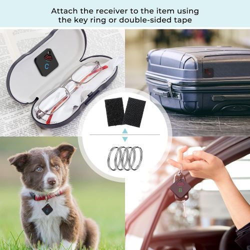  [아마존베스트]Esky Key Finder, Rechargeable RF Item Locator with 1 Transmitter and 5 Rechargeable Receivers, 197ft Working Range in Open Space Wireless Key Tracker for Finding Keys, Wallet, Pass