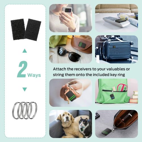  Key Finder, Esky 80dB RF Item Locator with 100ft Working Range, Wireless Wallet Tracker with 1 Transmitter and 6 Receivers for Finding Key, Remote, Pet and Wallet, Batteries Includ
