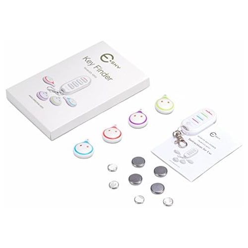  [아마존베스트]Esky Key Finder, Wireless Key Finder RF Finder Transmitter with Receiver LED Torch Sound Signal Light Sign (White)