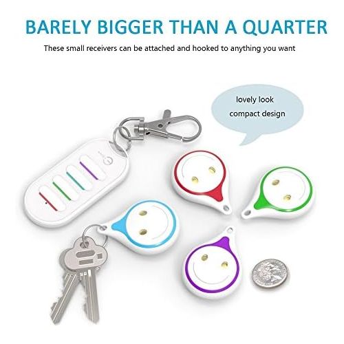  [아마존베스트]Esky Key Finder, Wireless Key Finder RF Finder Transmitter with Receiver LED Torch Sound Signal Light Sign (White)