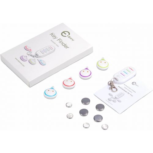  [아마존베스트]Esky Key Finder, Wireless Key Finder RF Finder Transmitter with Receiver LED Torch Sound Signal Light Sign (White)