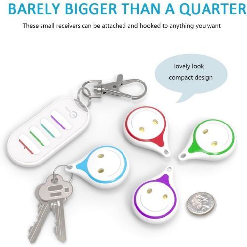  [아마존베스트]Esky Key Finder, Wireless Key Finder RF Finder Transmitter with Receiver LED Torch Sound Signal Light Sign (White)