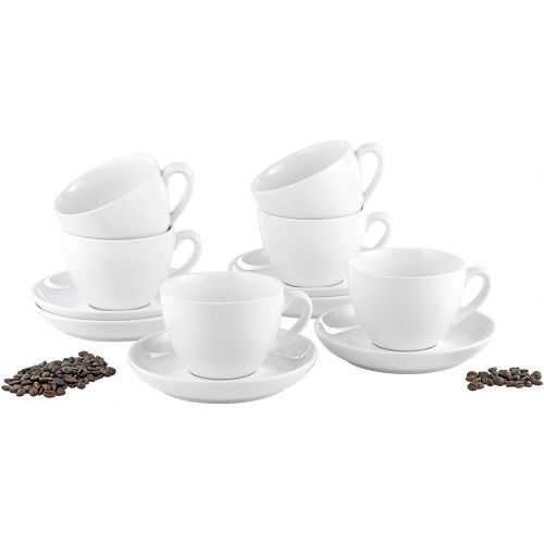  Esmeyer Cappuccino-Tassen Bistro 0,30l mit Untertasse 12-teilig, Porzellan, Weiss, 33.5 x 20.5 x 15 cm